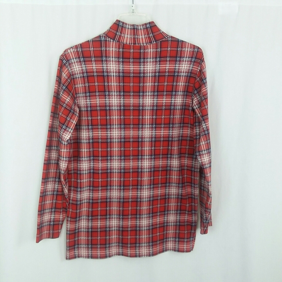 5 For $20.00 Trading GFC Company Mock Turtleneck, Small, Red/White/Black Plaid - Picture 2 of 10
